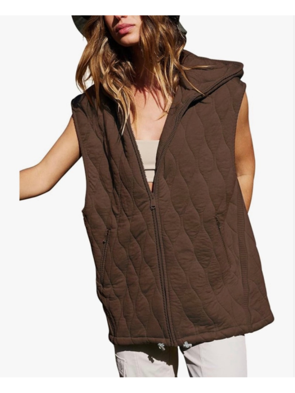 NEW Oversized Puffer Sleeveless Jacket Hooded Vest S
